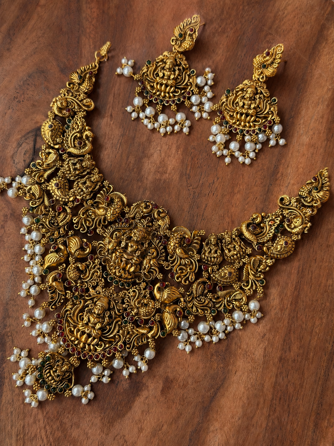 Lakshmi Antique Temple Imitation Jewellery With Earring