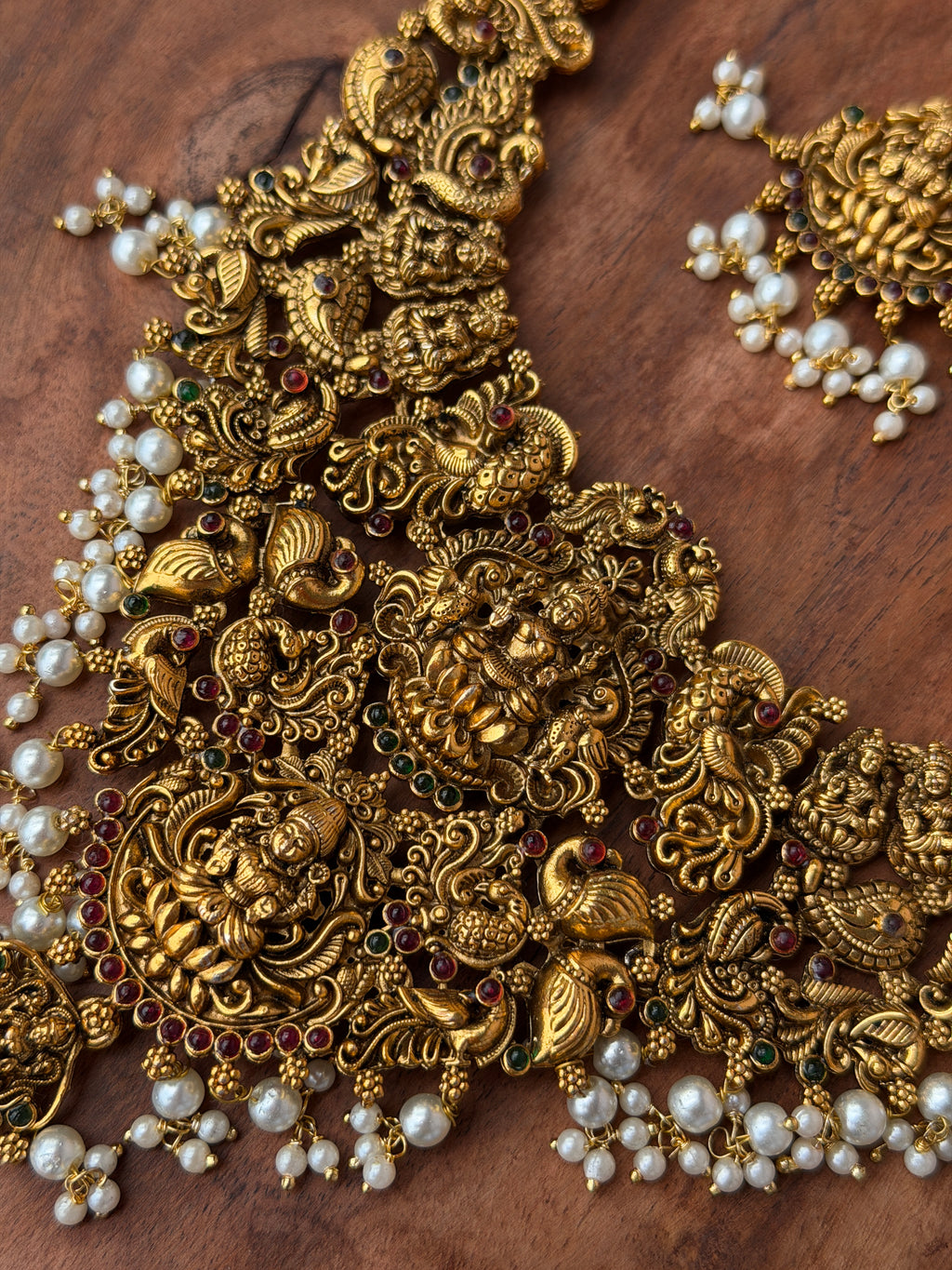 Lakshmi Antique Temple Imitation Jewellery With Earring