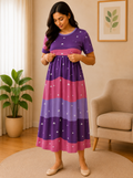 Purple and Pink Zipless Maternity Wear - 3318