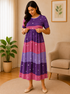 Purple and Pink Zipless Maternity Wear - 3318