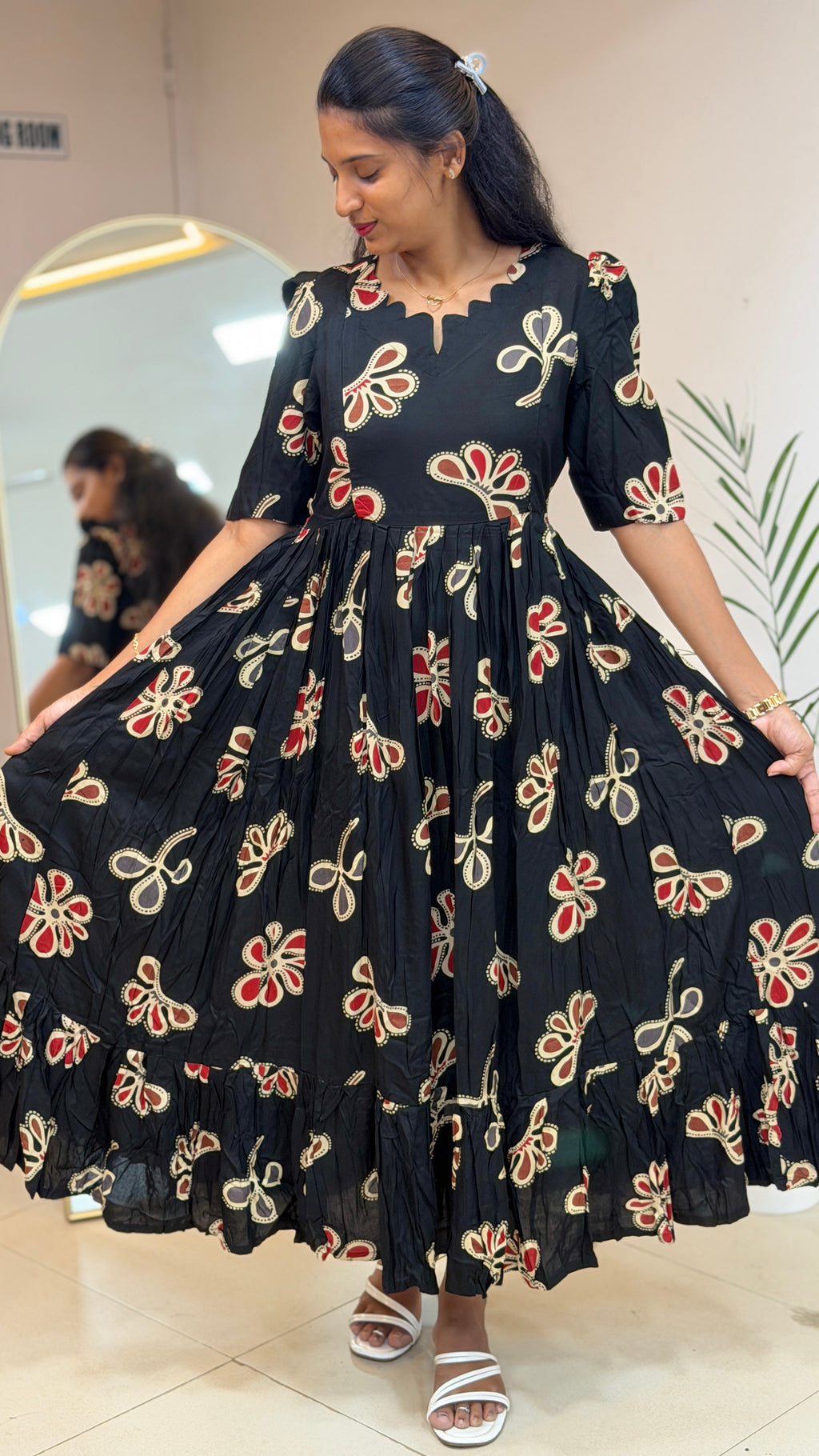 Black Heavy Rayon Feeding Maxi - 3418