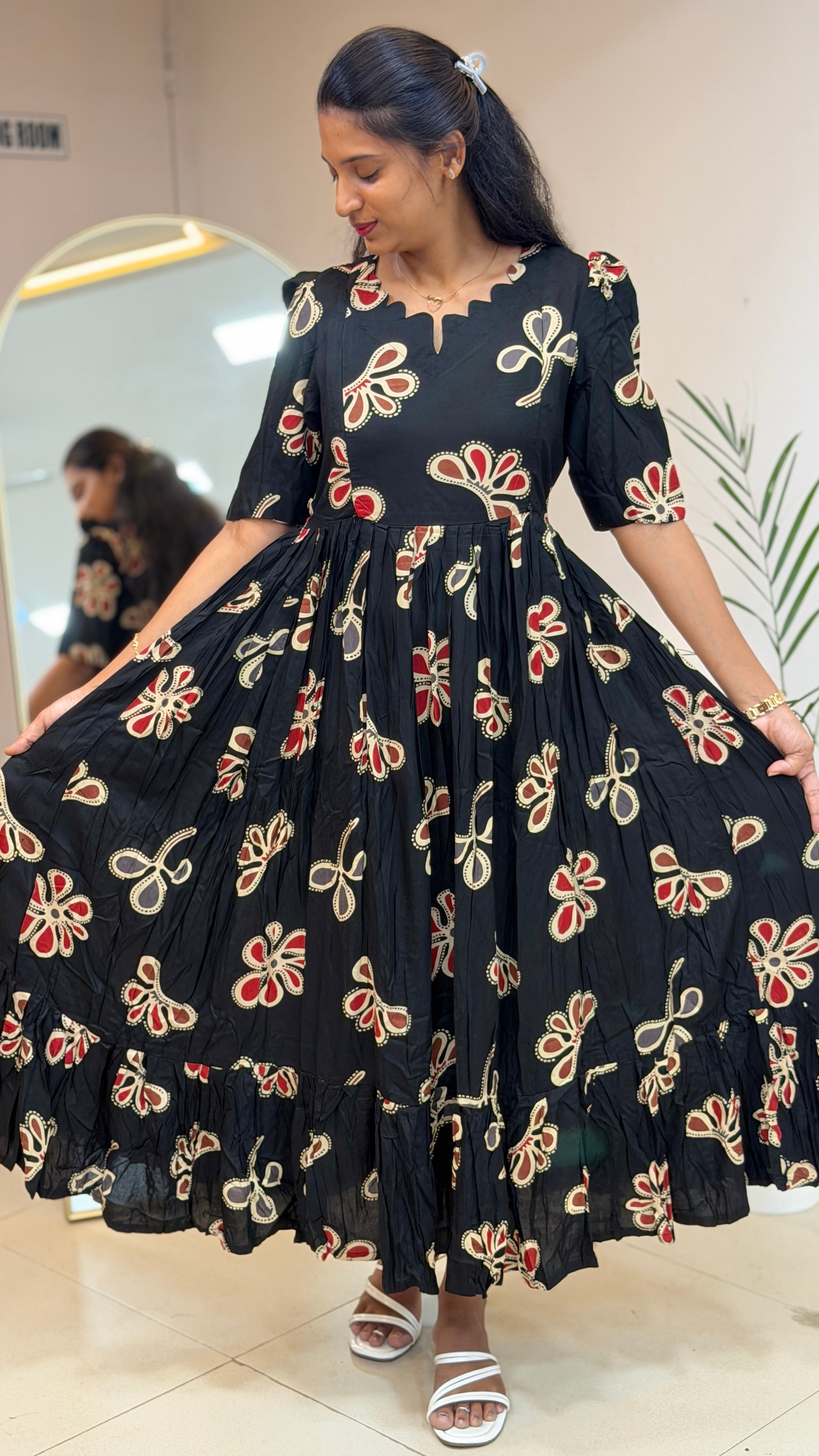 Black Heavy Rayon Feeding Maxi - 3418