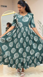 Pistal Green Heavy Rayon Feeding Maxi - 3419