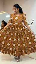 Mustard Yellow Heavy Rayon Feeding Maxi - 3423