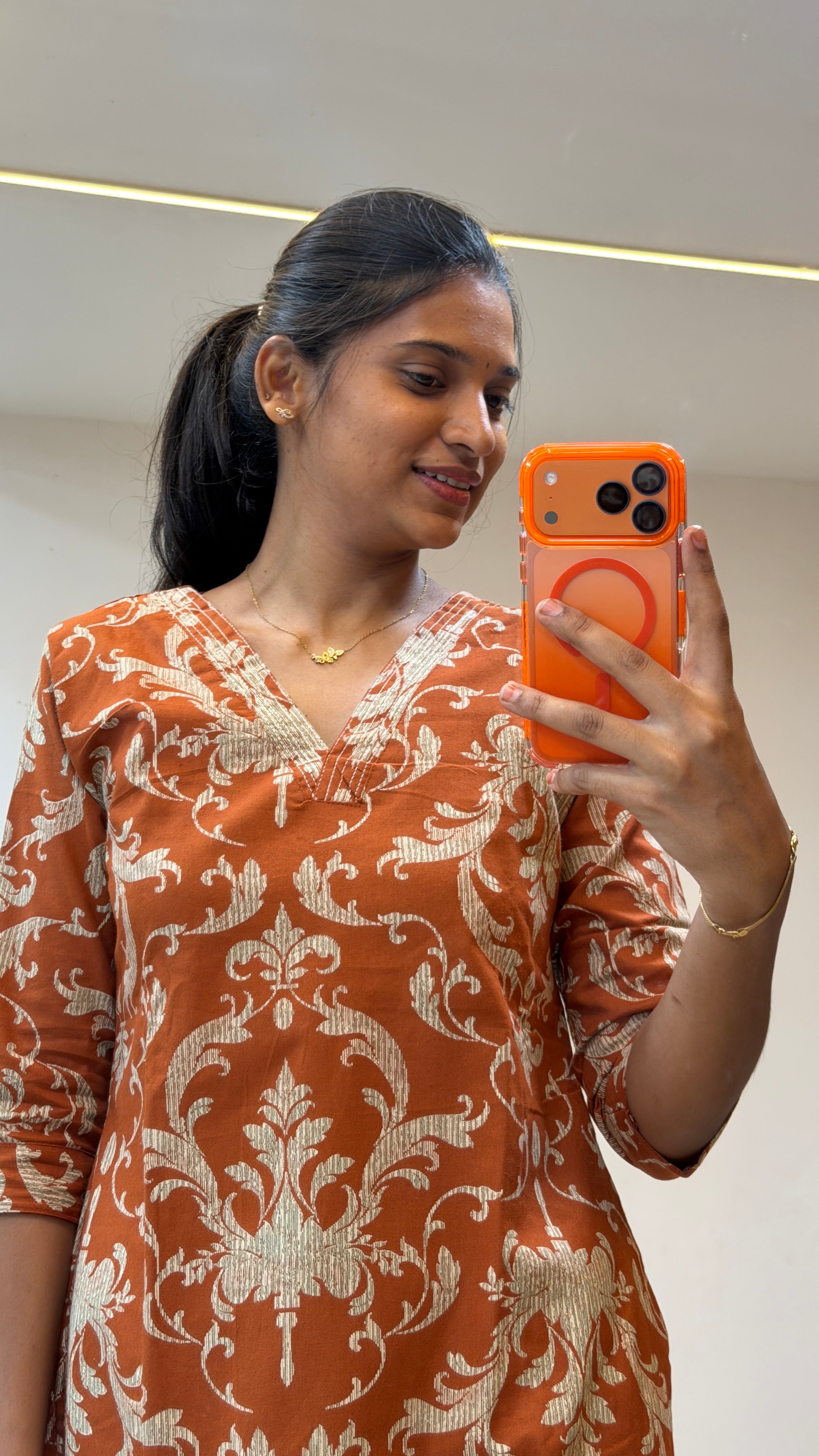Rust Orange Cotton Co-ord Set - 3152