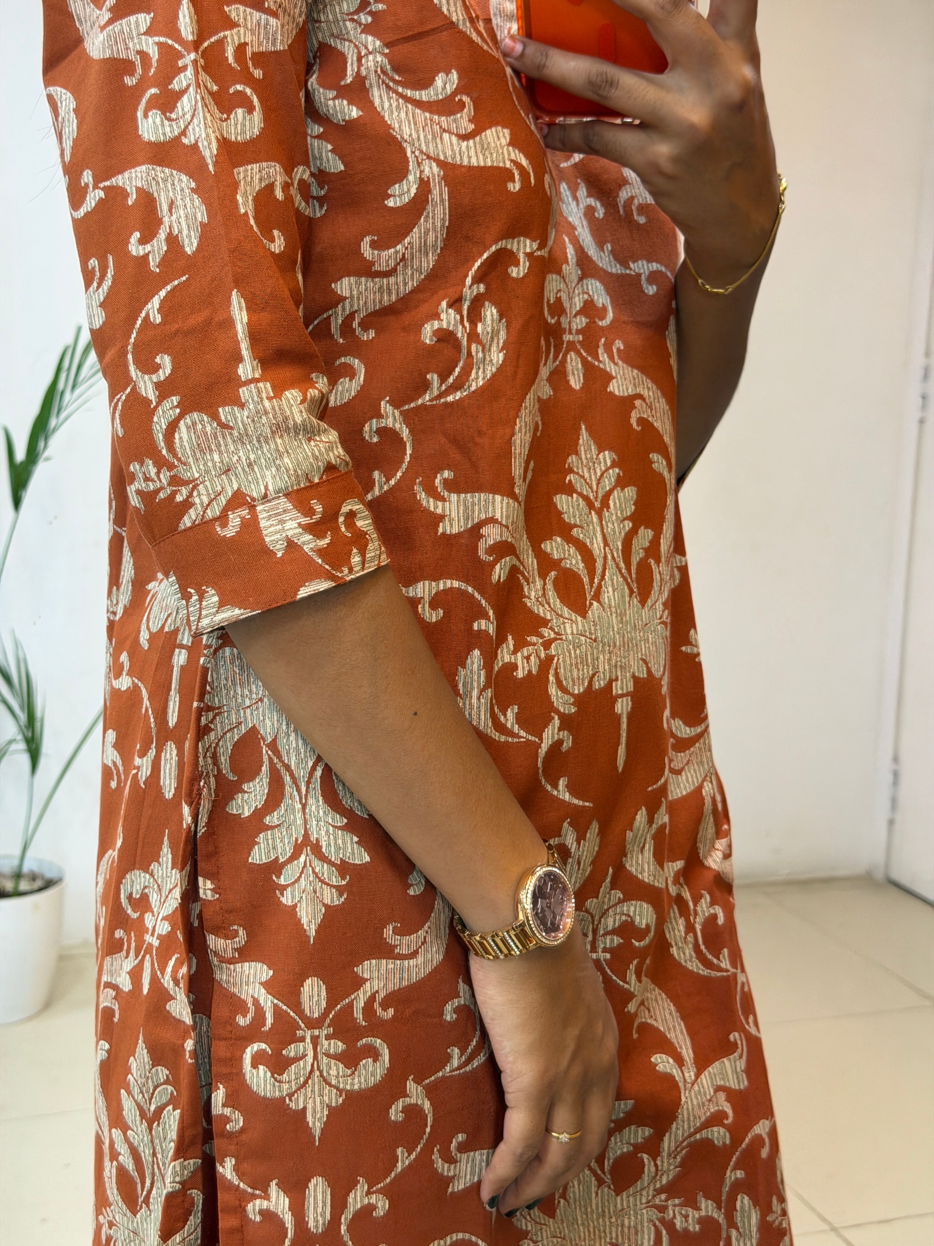 Rust Orange Cotton Co-ord Set - 3152