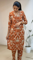 Rust Orange Cotton Co-ord Set - 3152