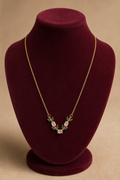 Invisible Green & Pink Stone Floral Chain - 3390