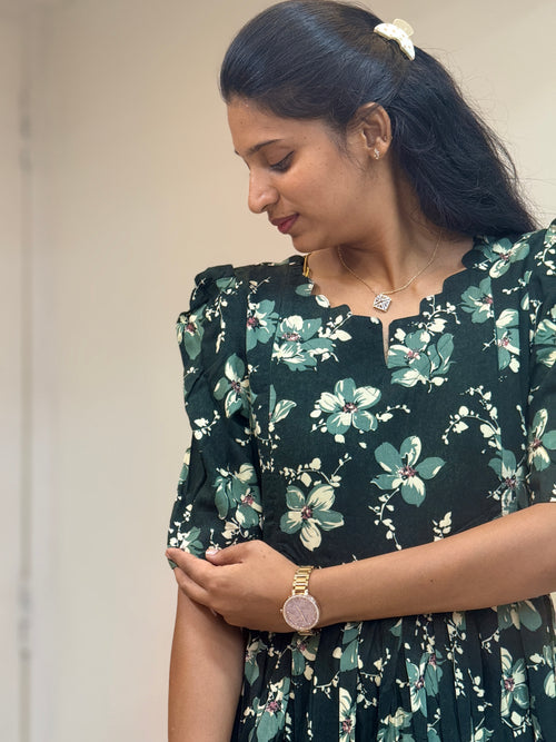 Dark Green Floral Feeding Maxi