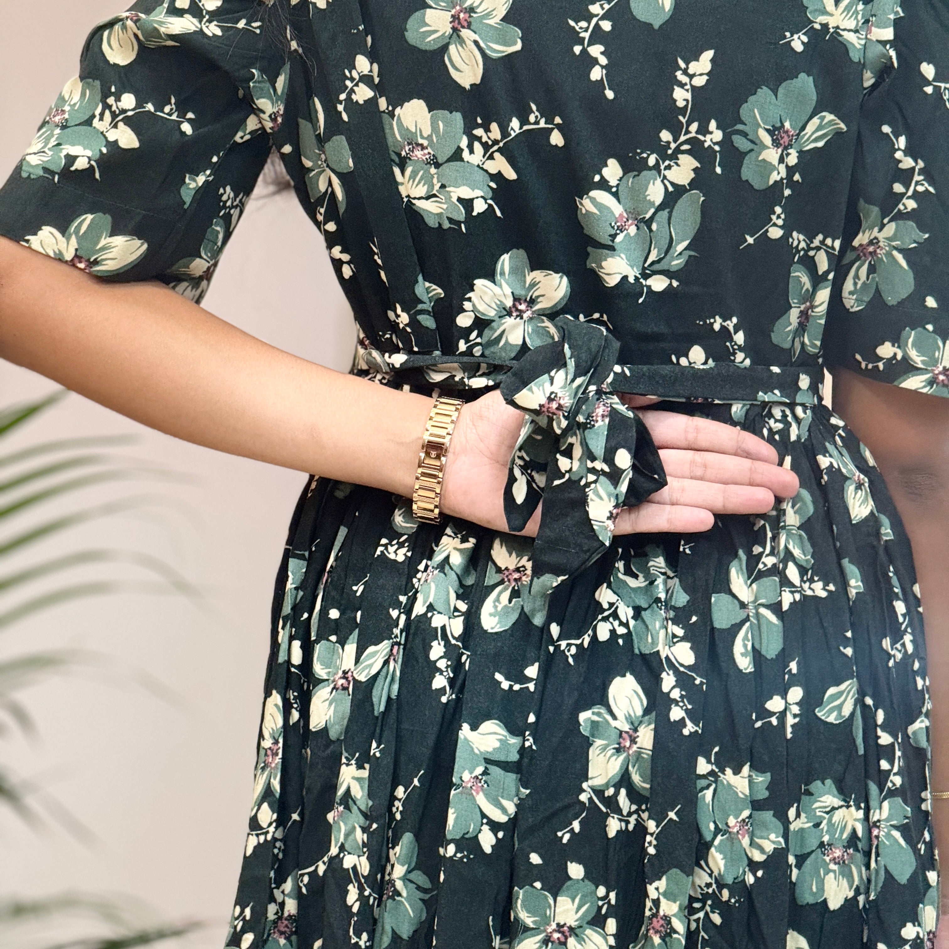 Dark Green Floral Feeding Maxi