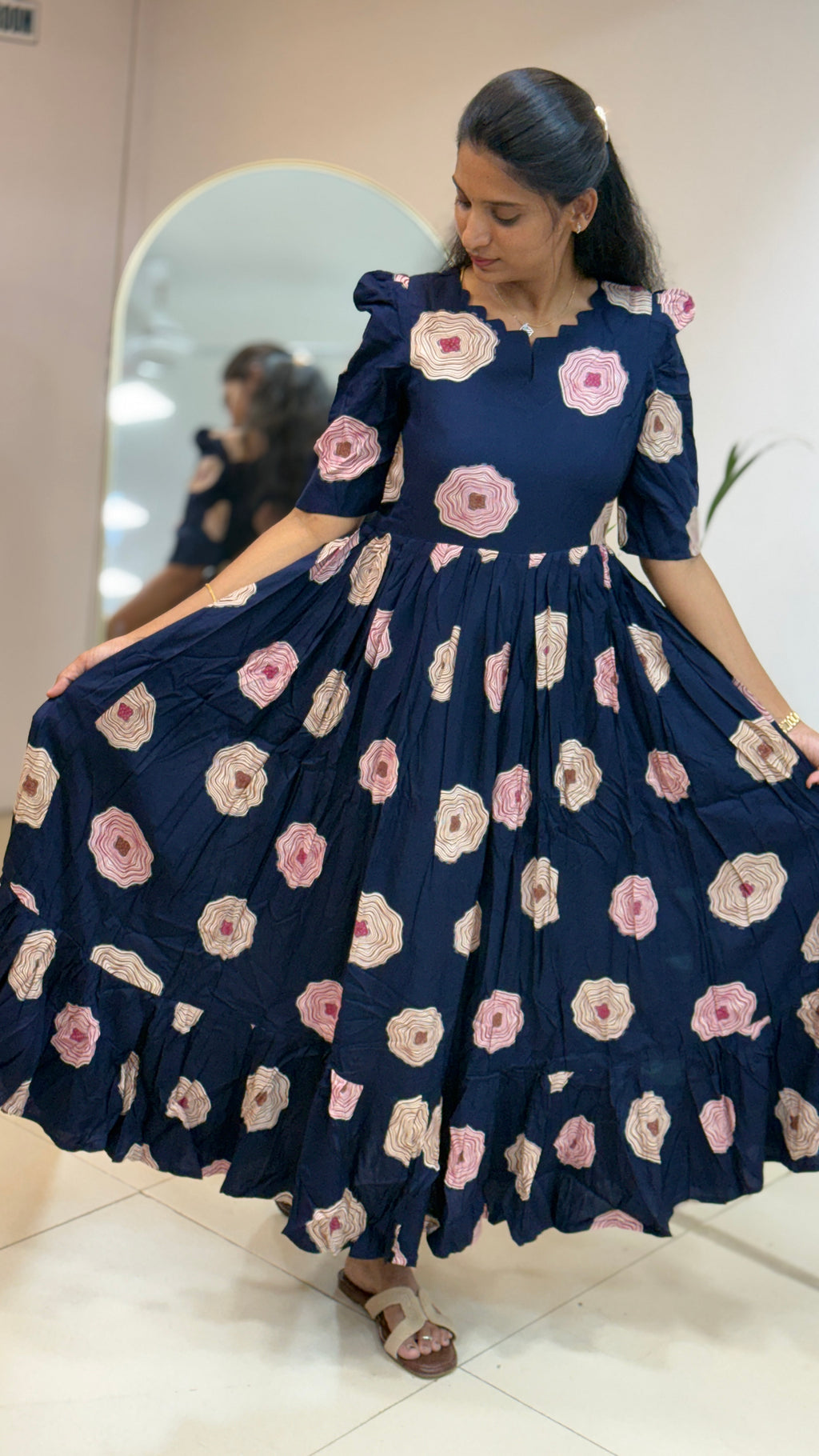 Navy Blue Flower Maxi - 2828