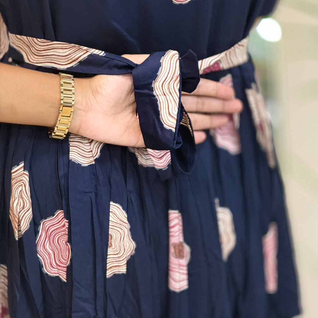 Navy Blue Flower Maxi - 2828