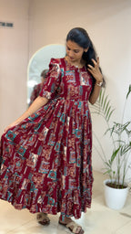 Maroon Heavy Rayon Maxi - 2746