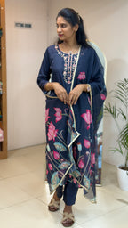 Black And Lotus Salwar Set - 2978