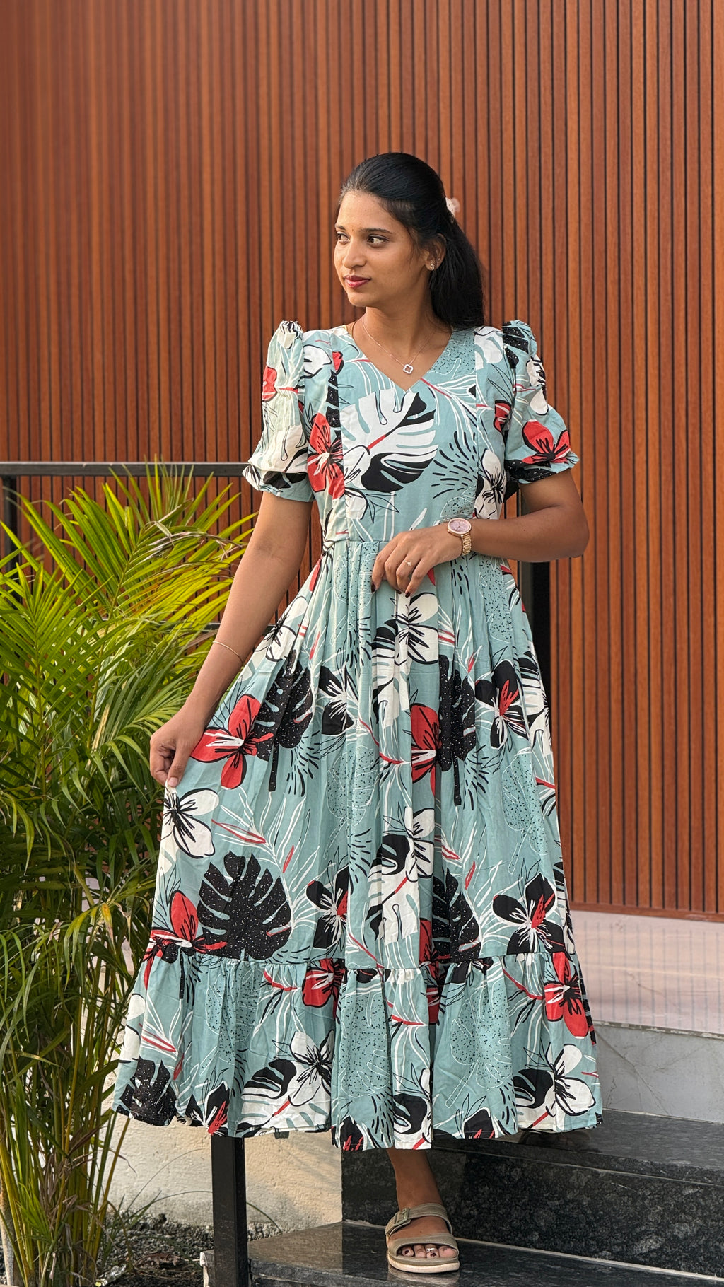Sky Blue Rayon Feeding Maxi -3085