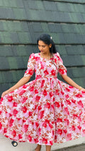 Red And White Shifon Feeding Maxi - 3086