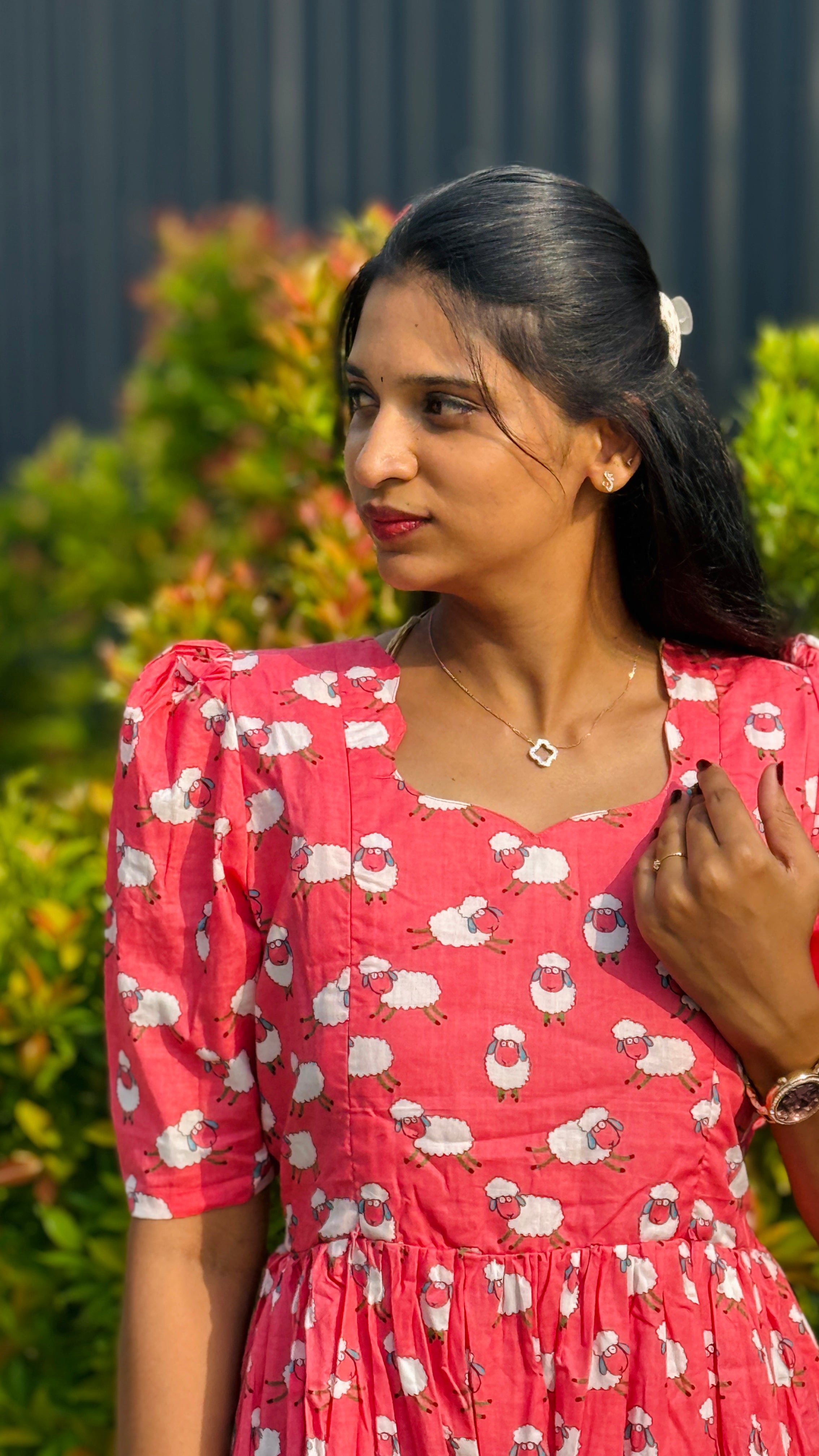 Pink Cotton Feeding Maxi - 3087