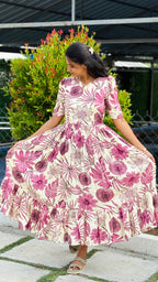 Purple Cream Rayon Feeding Maxi - 3088