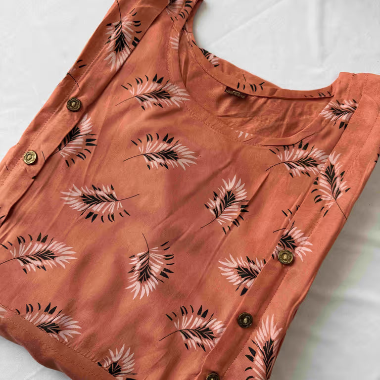 Peach Colour Zipped Feeding Kurti