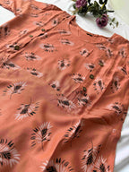 Peach Colour Zipped Feeding Kurti