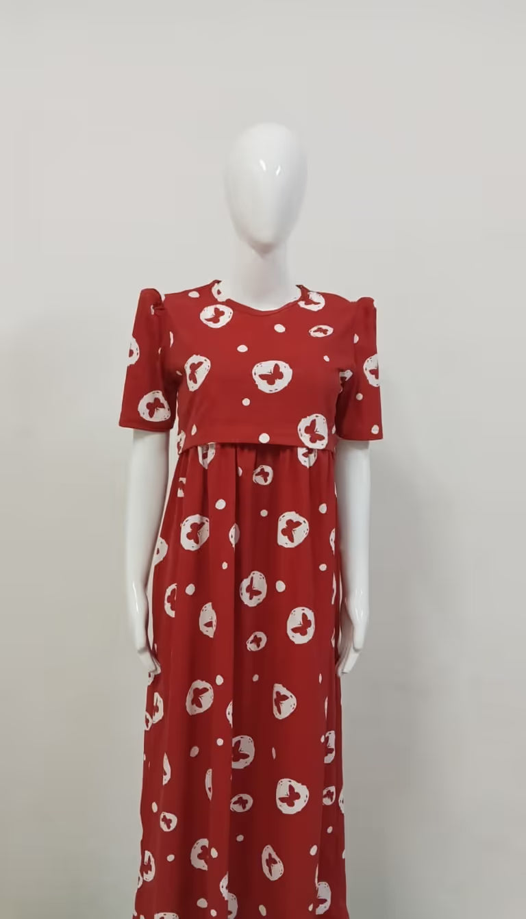 Brick Deep Red Zipless Maternity Wear