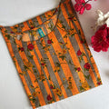 Bright Orange Vertical Grey Stripes Kurti