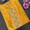 Bright Yellow Geometric Flower Print Kurti