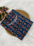 Royal Blue Ajrakh Motif Kurti