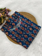 Royal Blue Ajrakh Motif Kurti