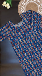 Royal Blue Ajrakh Motif Kurti