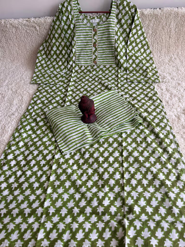 Dark and Light Green Kurti With Pant