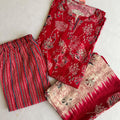Red Floral Kurti Set