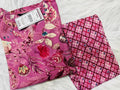 Vibrant Purple With Pink Floral Kurti Set