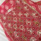 Pink Base White Motifs Pattern kurti Set