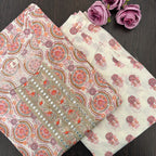 Light Beige Vibrant Circular Floral Kurti Set