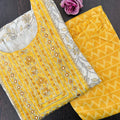 Sunny Shade Yellow Mirror Work Kurti Set