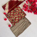 Red Maroon Block Print Kurti Set