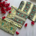 Muted Off White Green Flower Print Kurti Set