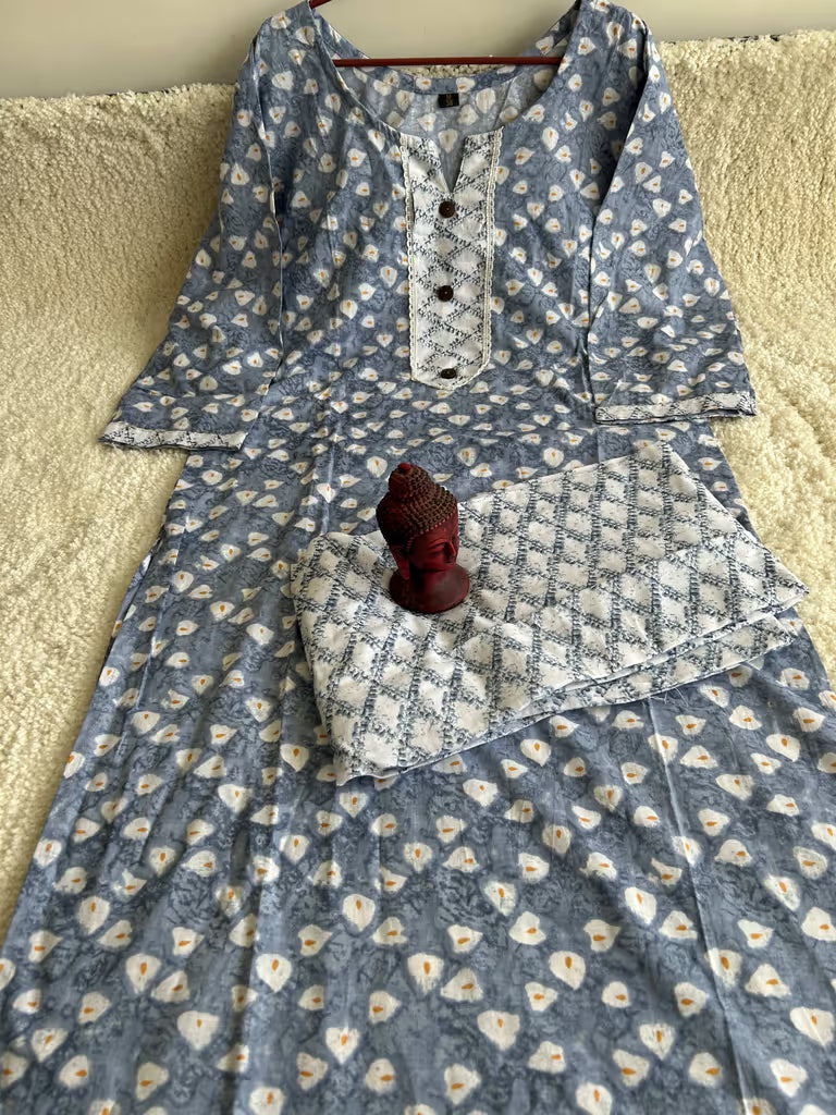 Greyish Blue Kurti Set