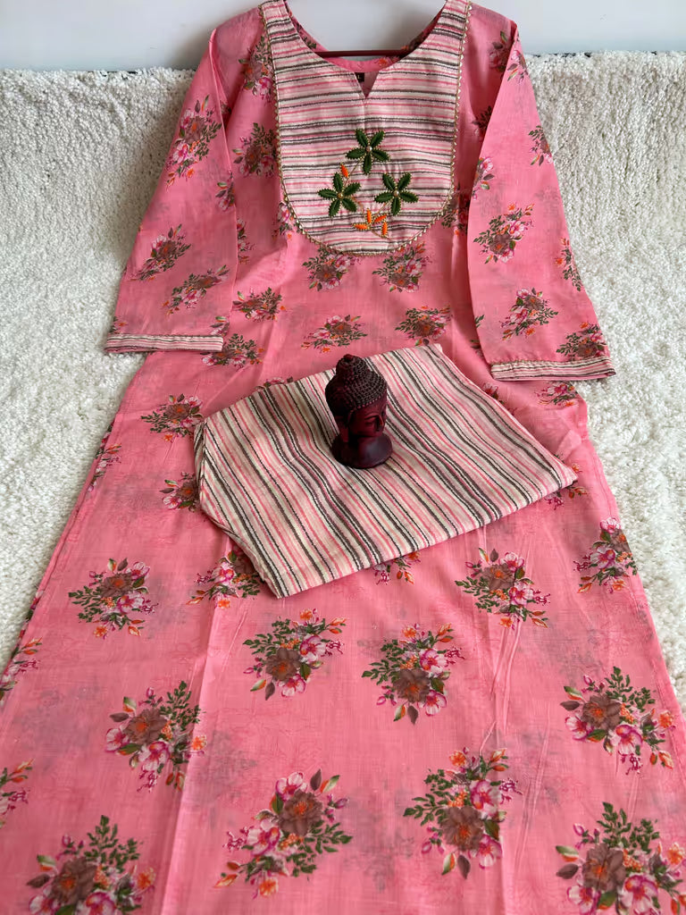 Salmon Pink Kurti Set