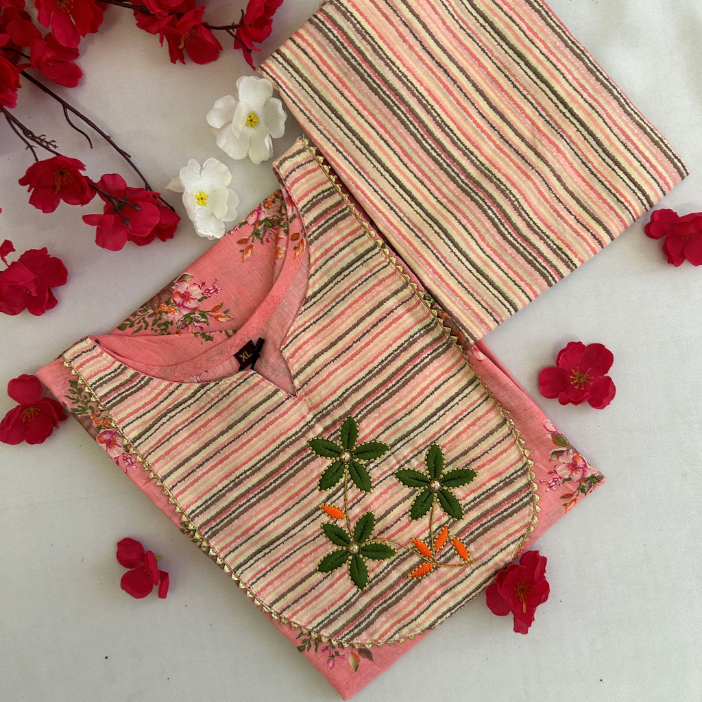 Salmon Pink Kurti Set