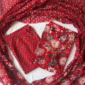 Festive Red Large Motif Print Kurti Set