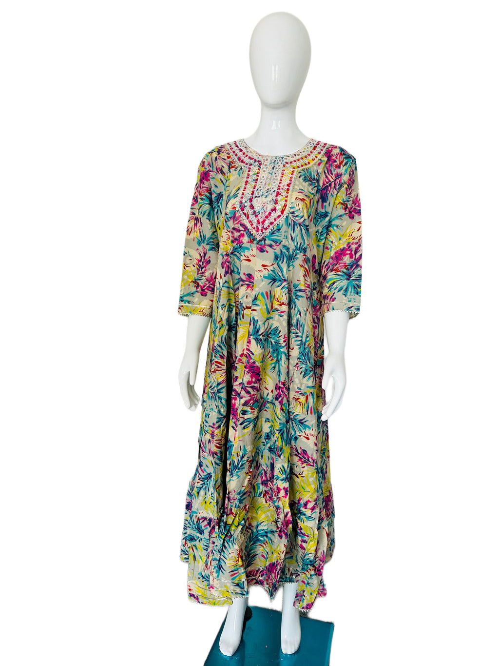 Light Cream Flower Print Kurti