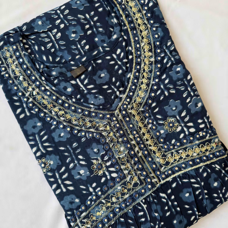 Rich Navy Blue Alia Cut Kurti
