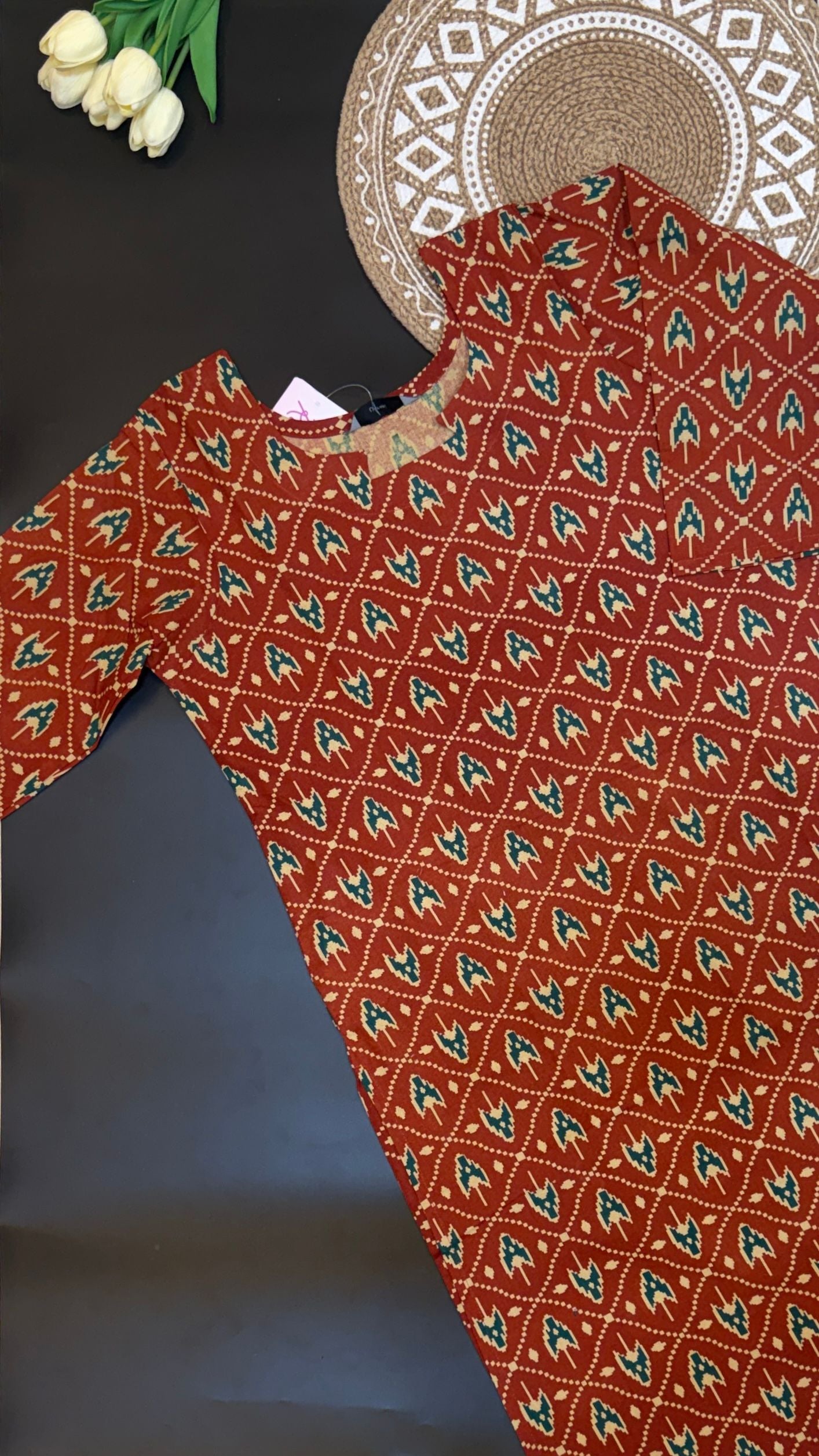 Rust Ikat Heritage Kurti