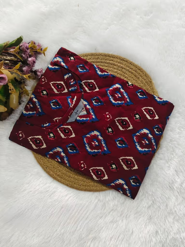 Crimson Ikat Charm Kurti