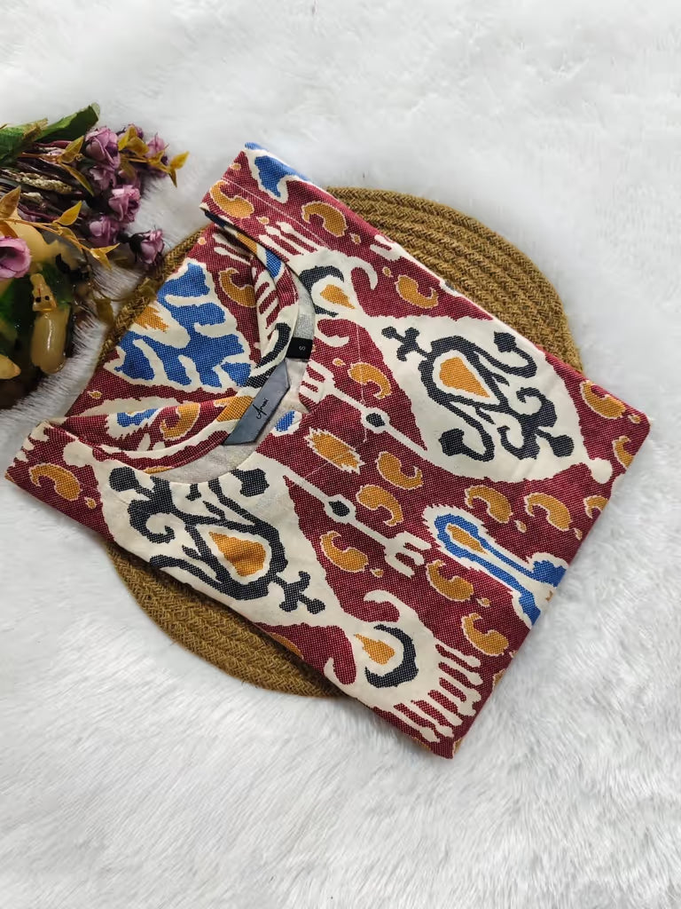 Rust Ikat Print Kurti