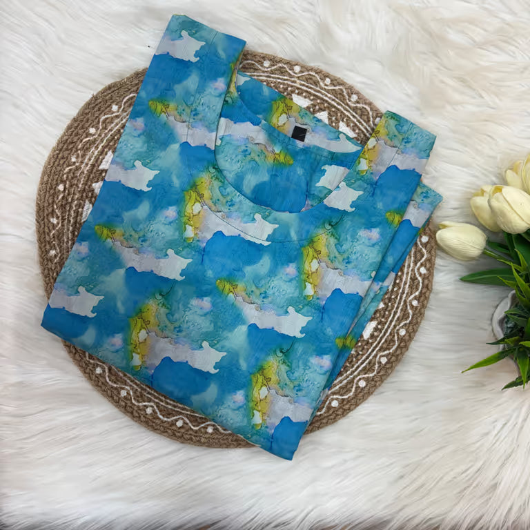 Aqua Breeze Abstract Kurti