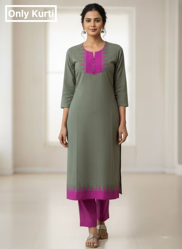 Olive Aura Kurti -(2676)