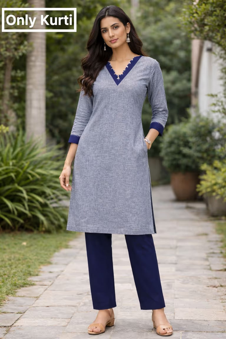 Slate Blue Harmony Kurti -(2676)
